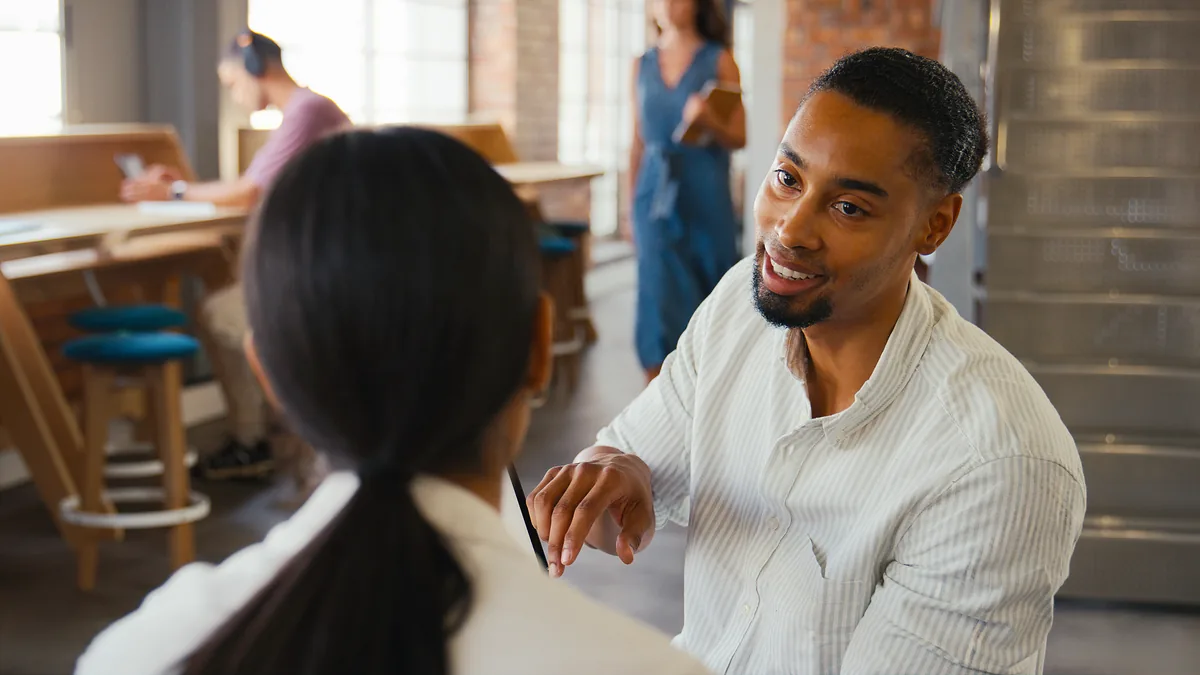 Customer meeting a local business owner